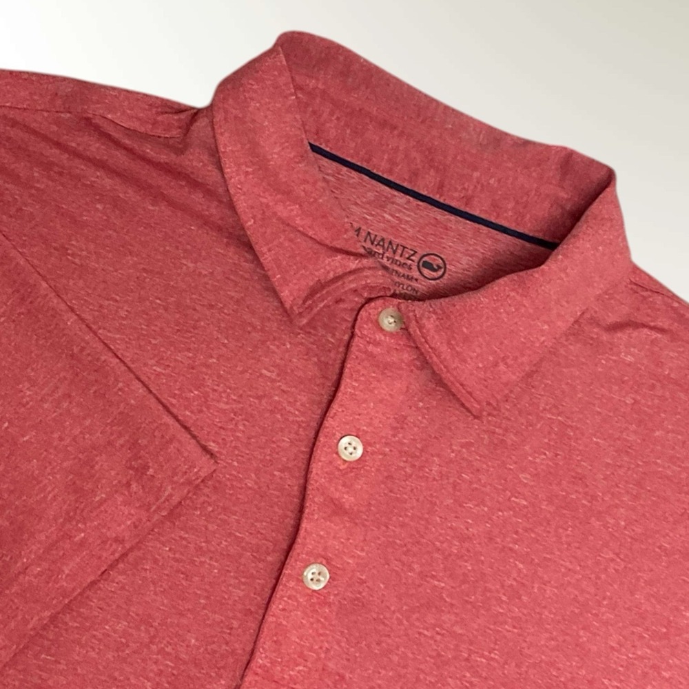 Jim Nantz By Vineyard Vines Solid Polo Size Large Red Short Sleeve